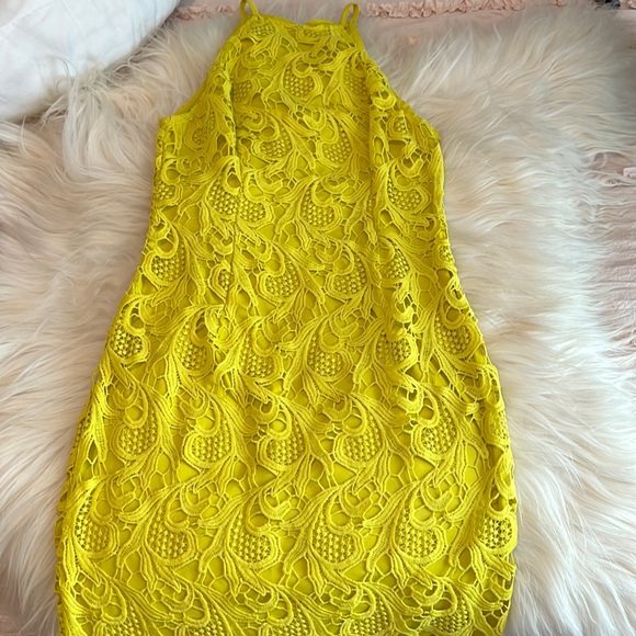 Guess Dresses Guess Yellow Lace Midi Dress Poshmark